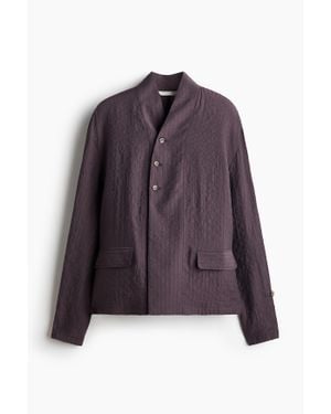 H&M Chemise En Tissu Texturé Avec Détail Boutonné - Violet