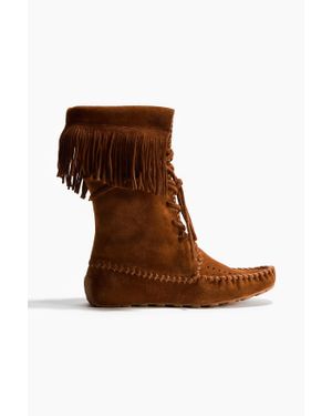 H&M Bottes frangées en cuir velours - Marron