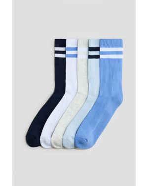H&M Lot De 5 Paires De Chaussettes Côtelées - Bleu
