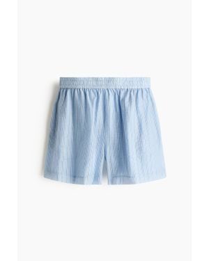 H&M Short En Lin Mélangé Avec Taille Élastique - Bleu