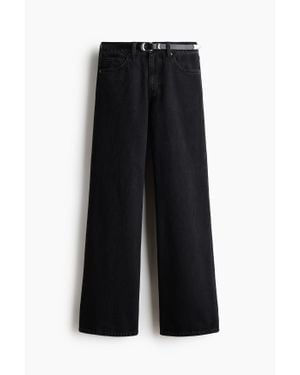 H&M Baggy Wide Regular Waist Jeans - Noir