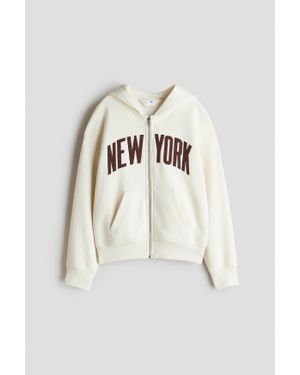 H&M Veste À Capuche Zippée Avec Broderie - Neutre