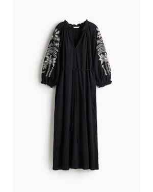 H&M Robe Brodée En Coton - Noir