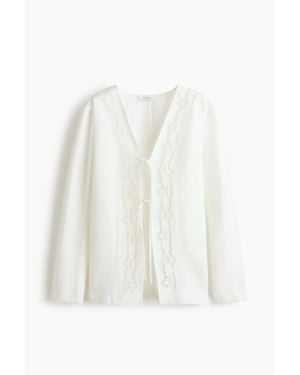 H&M Blazer à nouer en lin mélangé - Blanc