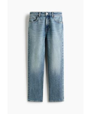 H&M Slim Straight High Waist Ankle Jeans - Bleu