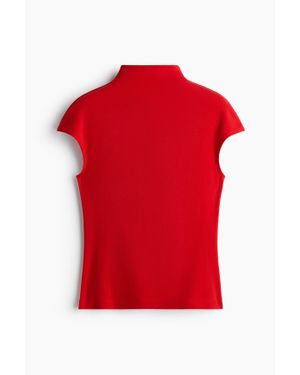 H&M Top À Col Droit En Jersey - Rouge