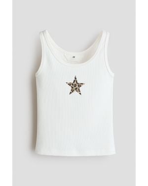 H&M Débardeur Avec Motif - Blanc