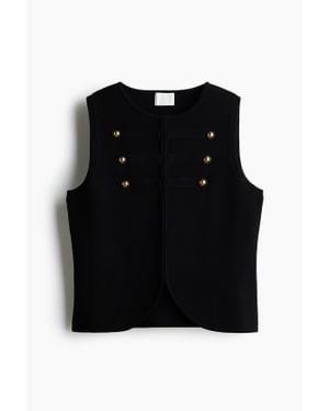 H&M Gilet Sans Manches Avec Détails À Boutons - Noir