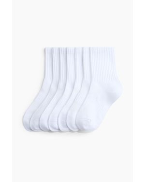 H&M Lot De 7 Paires De Chaussettes De Sport Drymove - Blanc