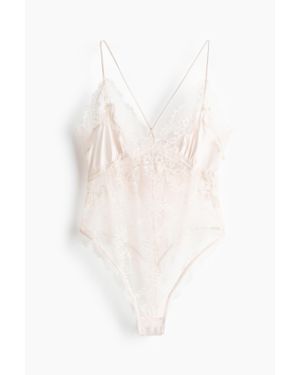 H&M Body En Microfibre Et Dentelle - Blanc
