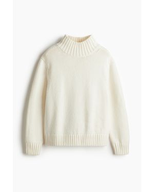 H&M Pull Regular Fit Avec Col Cheminée - Blanc
