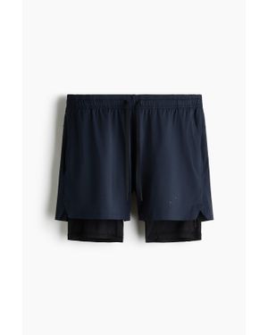 H&M Double-Layered Sports Shorts With Drymove - Bleu