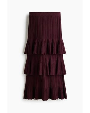H&M Jupe Côtelée À Étages - Violet