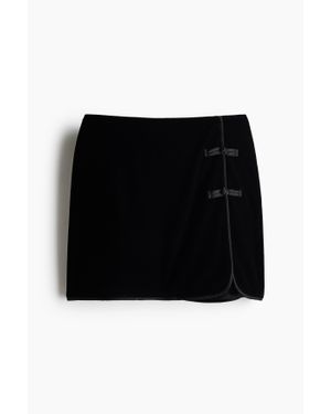 H&M Jupe En Velours Maille Avec Boutons Noués - Noir