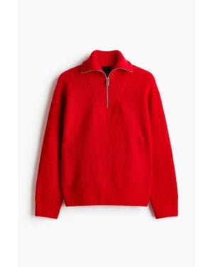 H&M Pull Loose Fit avec col zippé - Rouge
