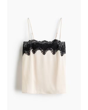 H&M Top de pyjama en satin avec dentelle - Noir
