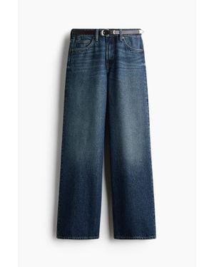 H&M Baggy Wide Regular Waist Jeans - Bleu
