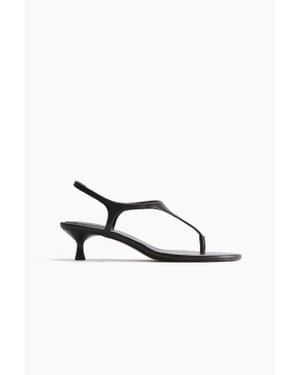H&M Sandales À Talon En Cuir Velours - Blanc