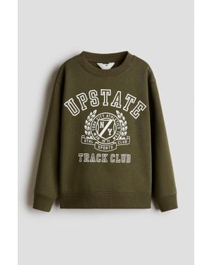 H&M Sweat À L'Intérieur Brossé Avec Motif - Vert