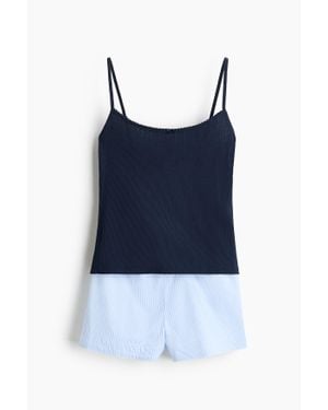 H&M Pyjama À Bords Picots - Bleu