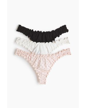 H&M Lot De 3 Culottes Thong Avec Détails Surjetés - Orange