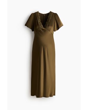 H&M Mama Robe En Satin Avec Dentelle - Vert