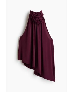 H&M Top Asymétrique Avec Rose Appliquée - Violet