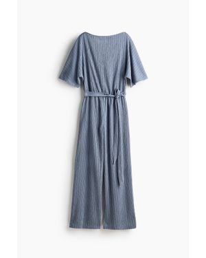H&M Combi-Pantalon En Jersey Texturé - Bleu