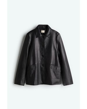 H&M Veste En Cuir Avec Col - Noir