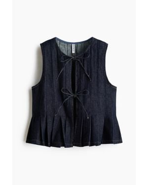 H&M Gilet Sans Manches En Denim Avec Détails À Nouer - Bleu