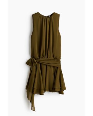 H&M Robe En Mousseline Avec Détail À Nouer - Vert