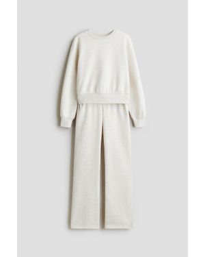 H&M Ensemble 2 Pièces En Molleton À L'Intérieur Brossé - Blanc