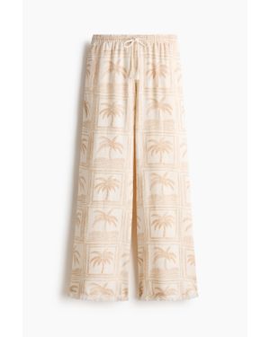 H&M Pantalon À Cordon En Lin Mélangé - Neutre