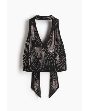 H&M Embellished Halterneck Top - Noir