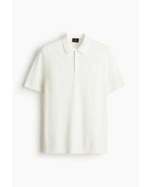 H&M Polo Slim Fit En Maille Torsadée - Blanc