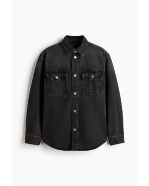 H&M Surchemise En Denim De Coton - Noir