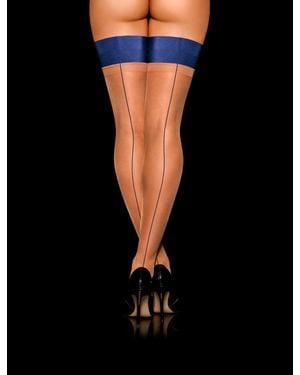 Honey Birdette Seams Stay Up Stockings - Black