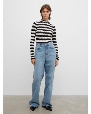 House of Dagmar Lace Knit Top - Blue
