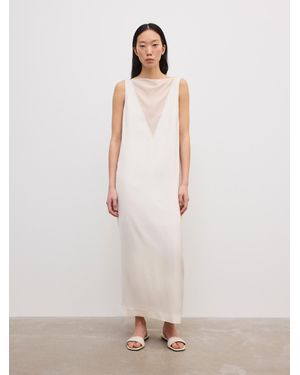 House of Dagmar Sheer V-Neck Dress - White