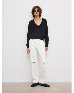 House of Dagmar Cashmere V-Neck - White
