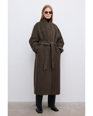 House of Dagmar Oversize Belted Coat - Brown