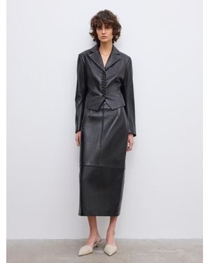 House of Dagmar Slim Tailored Blazer Leather - Grey