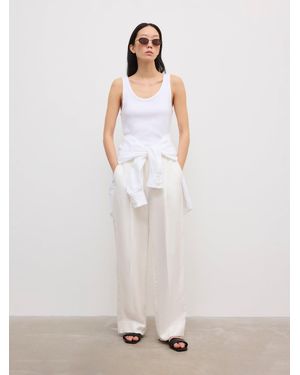 House of Dagmar Relaxed Linen Trousers - White
