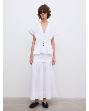House of Dagmar Cinched Cotton Top - White
