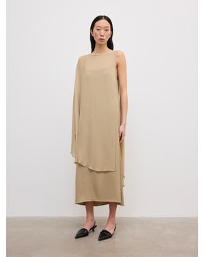 House of Dagmar Chiffon Cape Dress - Natural