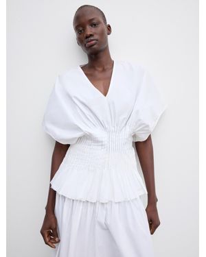 House of Dagmar Poplin V-Neck Top - White