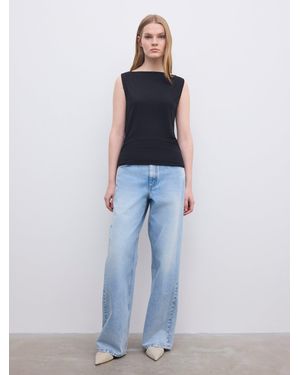 House of Dagmar Square Neck Top - Blue