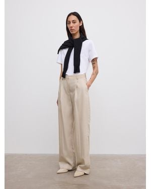 House of Dagmar Relaxed Wool Trouser - White