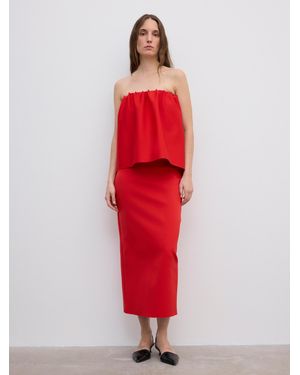 House of Dagmar Rouched Tube Dress - Red