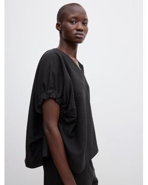 House of Dagmar Rouched V-Neck Top - White